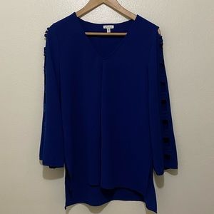 Spense Blue Top with Arm Cutouts